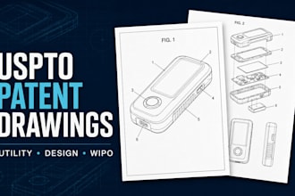 create uspto patent drawing utility patent design patent wipo cad illustration
