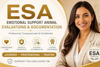 provide a professional esa evaluation and documentation