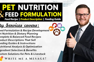 formulate optimized dog, and cat feed formulation, food recipe, pet nutrition