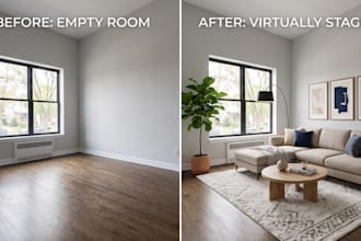 do realistic virtual staging and furniture addition for real estate