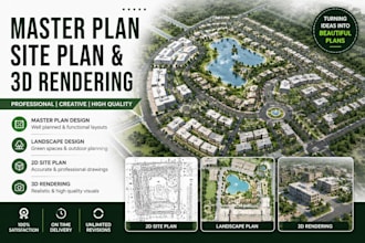 design architectural master plan, site plan and 2d 3d rendering