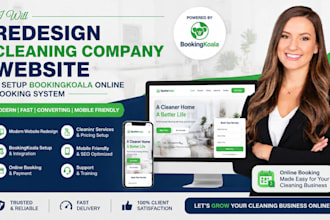 redesign cleaning company website and setup bookingkoala online booking system