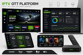 build iptv ott platform, vod for smart TV app, with middleware and admin panel