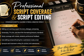 edit and provide script coverage for screenplay, TV pilot feature film script