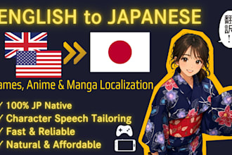 translate english to japanese for games and anime
