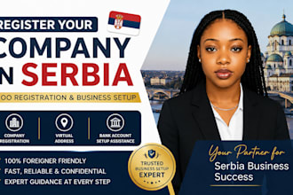 help you register a serbia doo with virtual address and bank setup