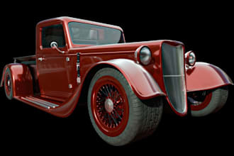 model 3d vintage vehicle stl,classic sport car render,interior dashboard,glb car