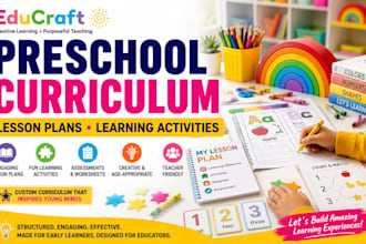 develop preschool curriculum, lesson plans, learning activities and worksheets