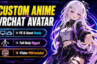 create custom anime vrchat avatar vtuber avatar rigging vroid pc quest