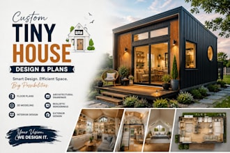 design tiny house plans, cabin, container home, and 3d model
