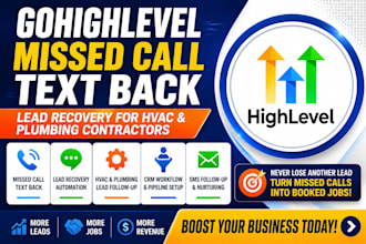 gohighlevel missed call text back lead recovery hvac plumbing contractor CRM