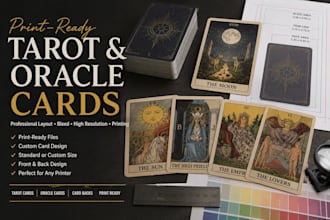 create print ready tarot and oracle card designs for printing