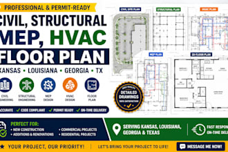 civil, structural engineering mep hvac floor plan in kansas louisiana georgia tx