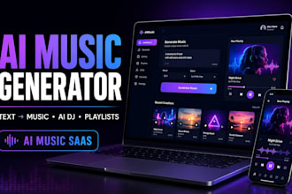 build ai music generator website, text to music saas and ai dj app