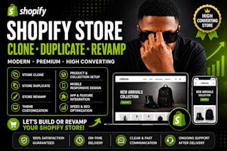 clone, copy shopify website or duplicate shopify store shopify