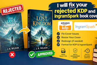fix and resize your rejected KDP and ingramspark book cover
