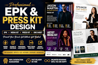 design professional press kit, epk media kit, speaker one sheet and epk design