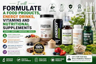 formulate a food products, energy drinks, vitamins and nutritional supplements