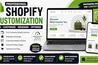 fix and customize shopify sections, redesign homepage,