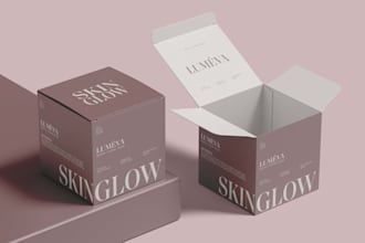 do product packaging design and label with minimal modern branding