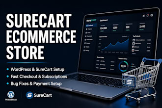 build surecart website ecommerce store design wordpress bug fix product listing