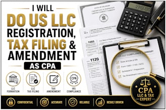 register US llc, file llc tax return, and prepare tax amendment as CPA