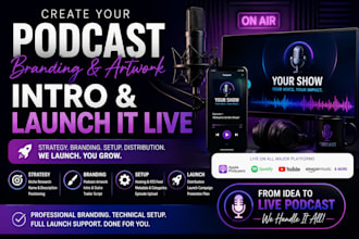 create your podcast branding artwork intro and launch it live