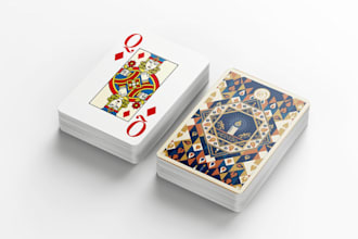 custom playing cards, poker cards, 54 playing card deck, board game illustration