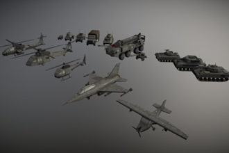 create 3d military vehicle tank armored vehicle aircraft and game ready model