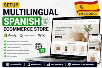 setup multilingual or spanish ecommerce store on shopify wordpress wix website