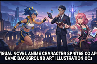 visual novel anime character sprites cg art game background art illustration ocs