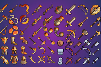 create custom pixel art icons, weapon icons, item icons rpg game icon skill icon