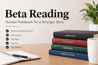 beta read your fiction or nonfiction novel with honest feedback