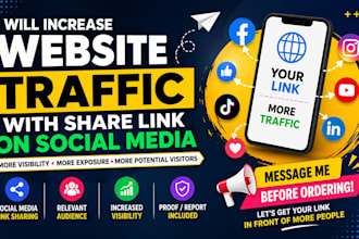 increase website traffic with share link promotion on social media