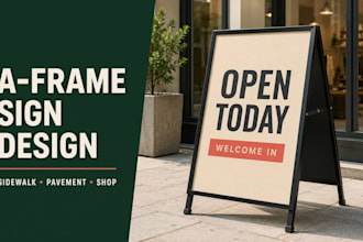 design a frame sign, sandwich board, sidewalk sign, pavement sign and shop sign