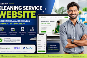 redesign cleaning service website, bookingkoala booking and payment integration