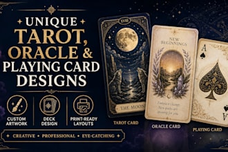 create unique tarot card designs, oracle decks, and playing cards