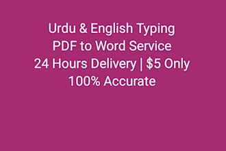 urdu english typing, PDF to word in 24 hours