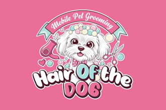 design unique pet grooming business logo for you