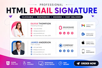 design HTML email signature, email signature for outlook, gmail and apple