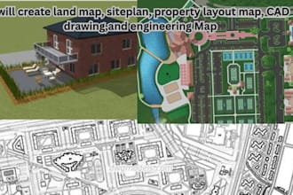 create land map, siteplan, property layout map,  cad drawing,and engineering map