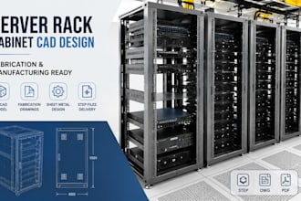 design server rack cabinet cad, fabrication and manufacturing step files