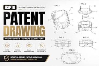 create uspto patent drawings, patent figures and technical patent illustrations