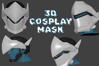 design custom 3d cosplay mask, 3d helmet, printable mask stl for 3d printing