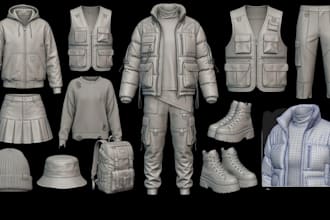 do 3d second life clothing, model, mesh rigging sims fivem y2k fashion design