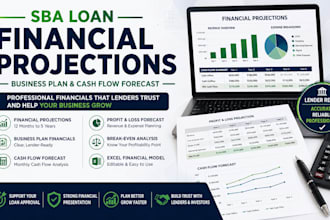 create sba loan financial projections, business plan and cash flow forecast