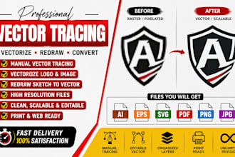 do vector tracing vectorize logo vector redraw image to vector trace design