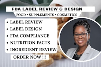 review and design food, supplement and cosmetic labels for fda compliance