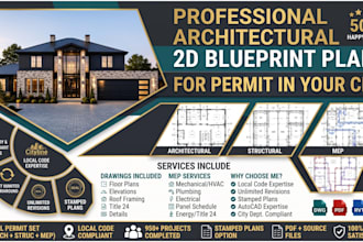create 2d floor plan, city permit blueprint, adu, structural for uk architect