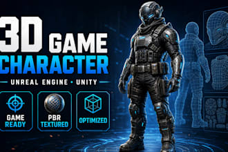 create 3d game character models for unreal engine and unity